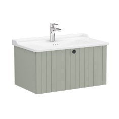 Vitra Root Groove 69386 Lavabo Dolabı, Tek Çekmeceli, 80 Cm, Mat Retro Yeşil, Klasik Lavabolu